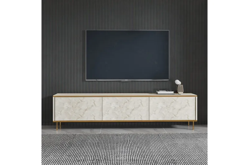 TV-bänk Imaj Travertin / Rany - Guld/Taupe - Products - Möbler - TV- & Mediamöbler - TV bänk & mediabänk