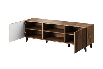 Växjö Tv bänk med Förvaring + Hylla - Svart / Ek / Ribbad - Products - Möbler - TV- & Mediamöbler - TV bänk & mediabänk