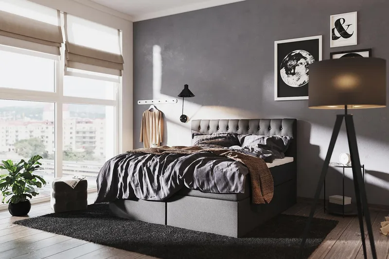 Boxy Box Bed 120x200 cm - Svart/Grå - Products - Möbler - Säng - Säng med förvaring