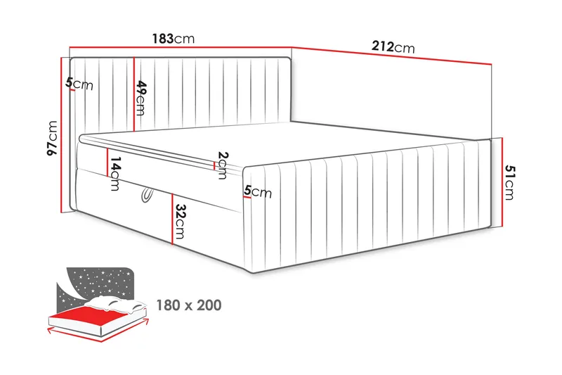 Calrosor Sängpaket Kontinentalsäng med Förvaring 180x200 cm - Grå - Products - Möbler - Säng - Komplett sängpaket