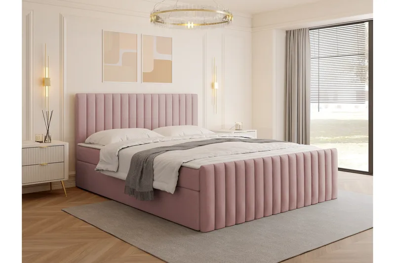 Calrosor Sängpaket Kontinentalsäng med Förvaring 180x200 cm - Rosa - Products - Möbler - Säng - Komplett sängpaket