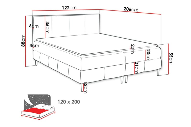 Celestine Förvaringssäng 120x200 cm - Grå - Products - Möbler - Säng - Komplett sängpaket
