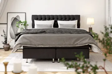 Celine Kontinentalsäng 160x200cm - Svart/Sammet - Products - Möbler - Säng - Kontinentalsäng