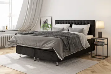 Celine Sängpaket 180x200 cm - Svart/Sammet - Products - Möbler - Säng - Kontinentalsäng