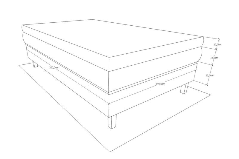 Charleston Kontinentalsäng 140x200 Fast Polyeterskum - Ljusgrå - Products - Möbler - Säng - Kontinentalsäng