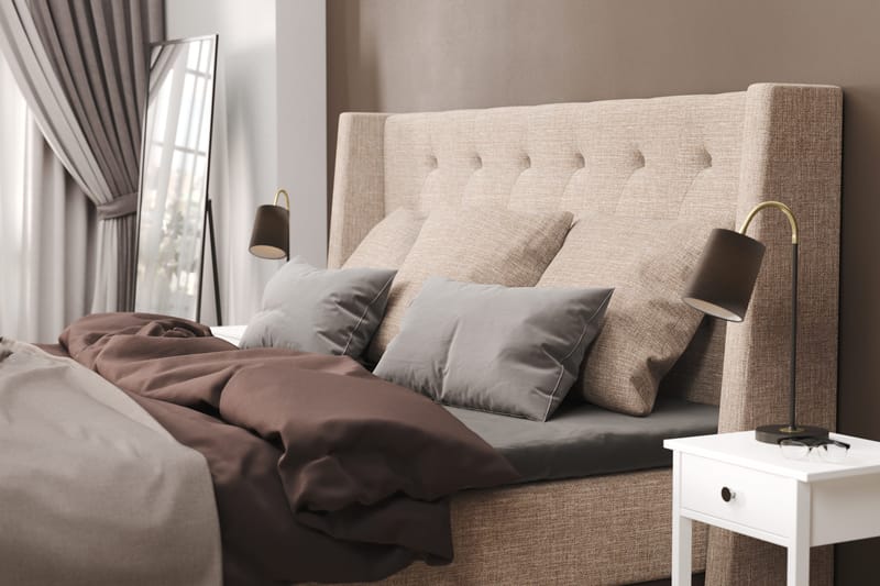 Cuba Sängpaket 210x210 med Tre Beiga Kuddar - (+Fler val) Beige/Brun - Products - Möbler - Säng - Kontinentalsäng