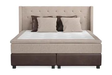 Cuba Sängpaket 210x210 med Två Bruna Två Beiga Kuddar - (+Fler val) Beige/Brun - Products - Möbler - Säng - Kontinentalsäng