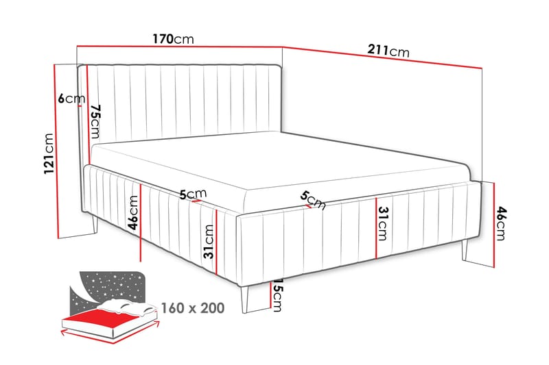 Desio Förvaringssäng 160x200 cm - Blå - Products - Möbler - Säng - Säng med förvaring