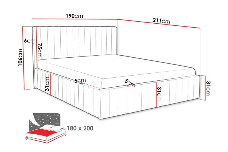 Desio Förvaringss äng 180x200 cm - Beige/Grå - Products - Möbler - Säng - Säng med förvaring