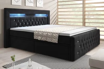 Franco Crystal Sängpaket 160x200 LED-belysning - Svart/Sammet - Products - Möbler - Säng - Säng med förvaring
