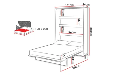 Rauk Sängskåp 131x228 cm - Vit - Products - Möbler - Säng - Gästsäng & extrasäng - Sängskåp