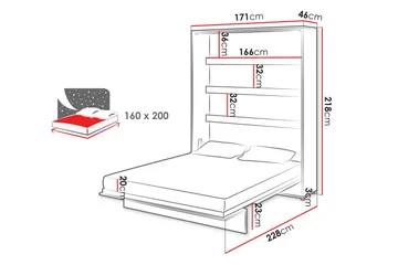 Rauk Sängskåp 171x228 cm - Vit - Products - Möbler - Säng - Gästsäng & extrasäng - Sängskåp