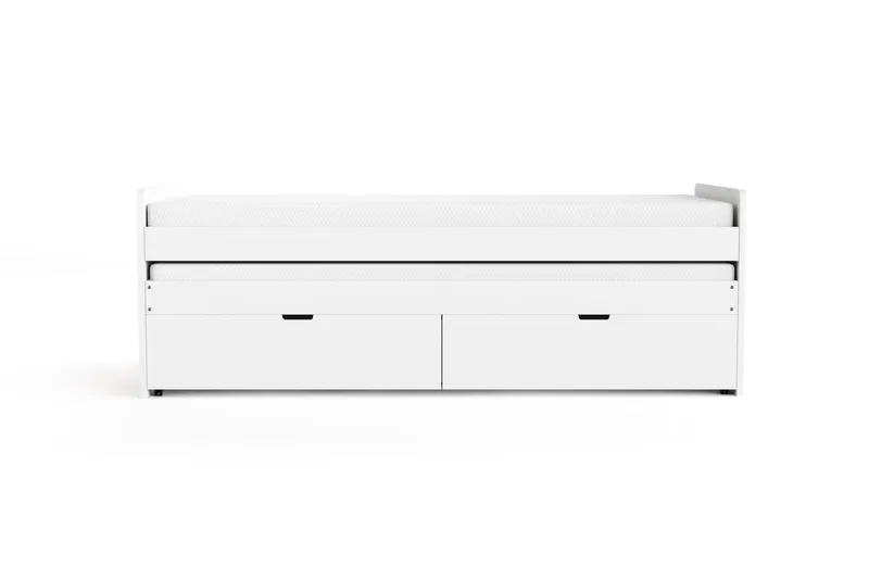 Granvik Sängram 90x200 cm utdragbar med extrasäng och förvaring inklusive 2 madrasser - Vit - Products - Möbler - Säng - Sängram & sängstomme