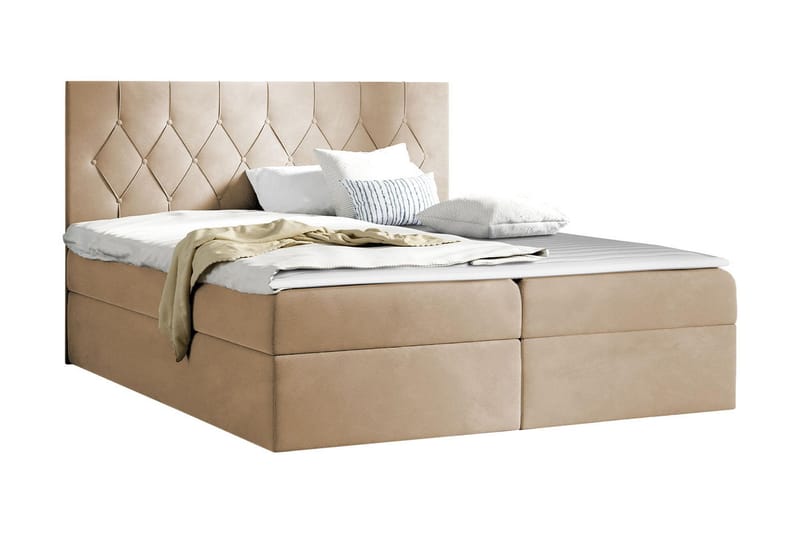 Jitendera Sängpaket Kontinentalsäng 180x200 cm med Förvaring, Beige