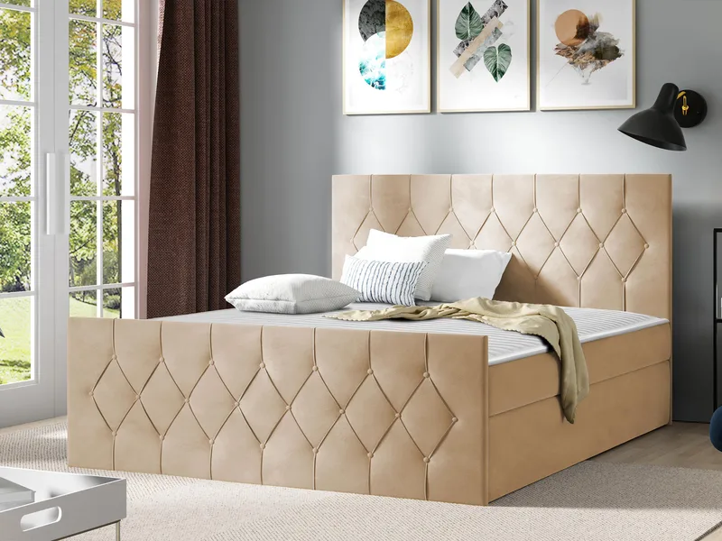 Jitendra Sängpaket Kontinentalsäng 160x200 cm med Förvaring - Beige - Products - Möbler - Säng - Komplett sängpaket