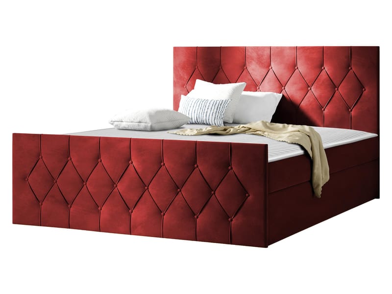 Jitendra Sängpaket Kontinentalsäng 160x200 cm med Förvaring, Röd