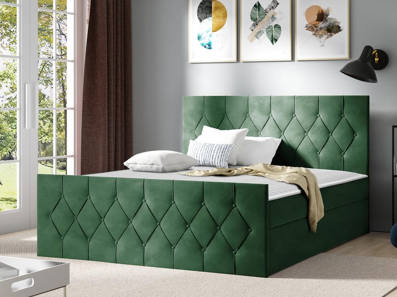 Jitendra Sängpaket Kontinentalsäng 180x200 cm med Förvaring - Grön - Products - Möbler - Säng - Komplett sängpaket