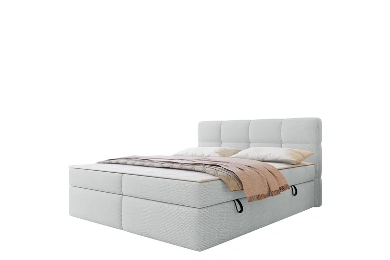 Leckersbo Komplett Sängpaket Kontinentalsäng med förvaring 140x200 cm, Ljusgrå