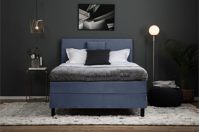 Lucky Komplett Sängpaket 120x200 Polyeter Slät Sänggavel - Nackkudde Liten Mörkblå - Products - Möbler - Säng - Enkelsäng