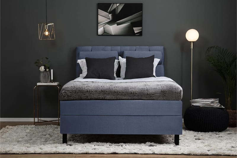 Lucky Komplett Sängpaket 140x200 Polyeter Diamant - Nackkudde Stor Mörkblå - Products - Möbler - Säng - Kontinentalsäng