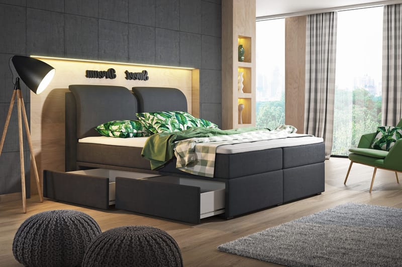 Owen Komplett Förvaringssäng180x200 cm - Svart - Products - Möbler - Säng - Komplett sängpaket