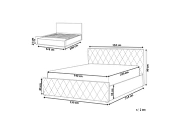 Rochefort Förvaringssäng 140x200 cm - Sammet/Grå - Products - Möbler - Säng - Säng med förvaring