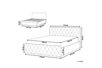 Rochefort Förvaringssäng 160x200 cm - Sammet/Grå - Products - Möbler - Säng - Säng med förvaring
