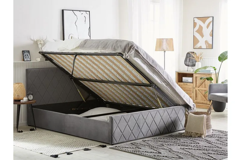 Rochefort Förvaringssäng 180x200 cm - Sammet/Grå - Products - Möbler - Säng - Säng med förvaring