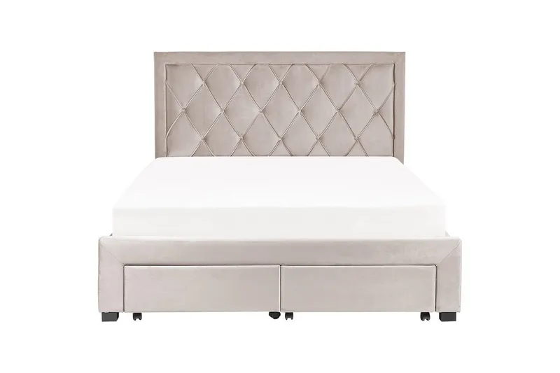 Säng med förvaringslådor Lievin - Beige, 160x200 cm - Products - Möbler - Säng - Säng med förvaring