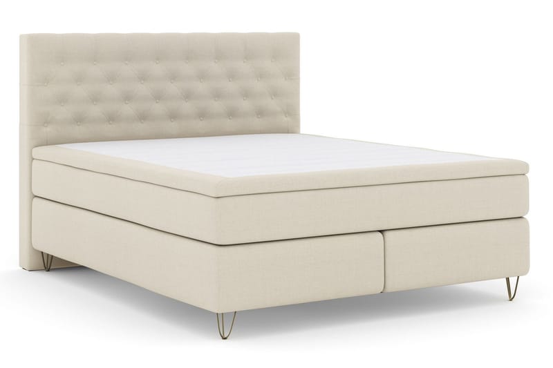 Select No 4 Kontinentalsäng 210x210 Fast/Medium - Beige/Metall V-Form - Products - Möbler - Säng - Kontinentalsäng