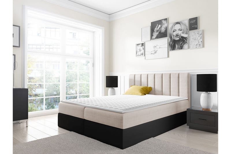 Vasil Kontinentalsäng 160x200 - Beige - Products - Möbler - Säng - Säng med förvaring