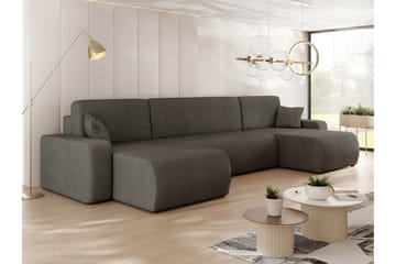 Barile Bäddsoffa Dubbeldivan 4-sits i Plysch - Grå - Products - Möbler - Soffa - Bäddsoffa - U bäddsoffa