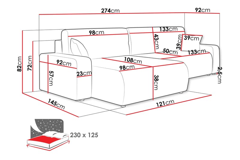 Barile Bäddsoffa med Divan 3-sits i Plysch - Beige - Products - Möbler - Soffa - Bäddsoffa - Bäddsoffa divan