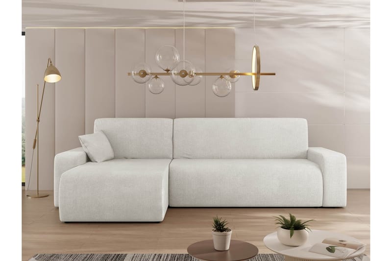 Barile Bäddsoffa med Divan 3-sits i Plysch - Vit - Products - Möbler - Soffa - Bäddsoffa - Bäddsoffa divan