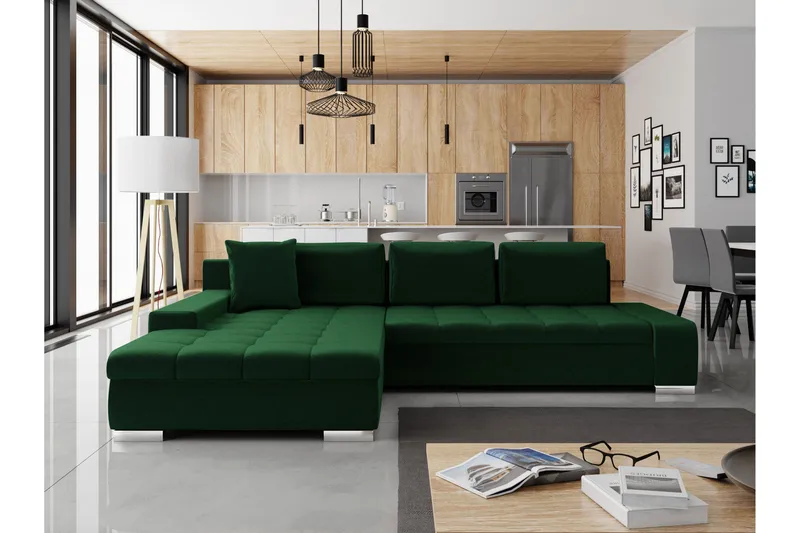 Cerys Bäddsoffa m. Divan 3-sits, Grön