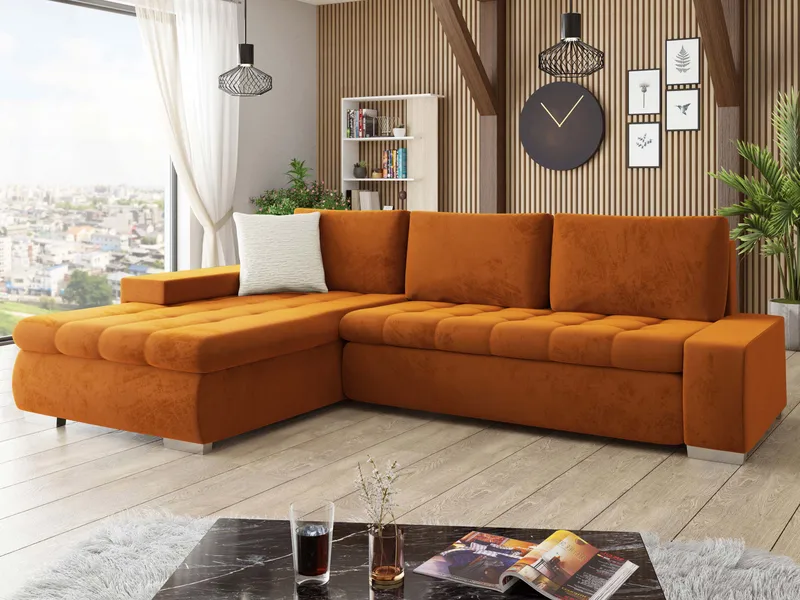 Cerys Bäddsoffa med Divan 4-sits - Orange - Products - Möbler - Soffa - Bäddsoffa - Bäddsoffa divan