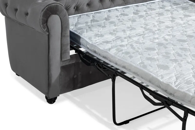 Chesterfield Deluxe 3-sits Framåtbäddad bäddsoffa i sammet - Mörkgrå Sammet - Products - Möbler - Soffa - Bäddsoffa - 3 sits bäddsoffa