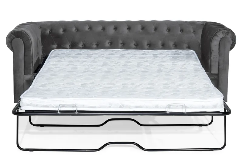 Chesterfield Deluxe 3-sits Framåtbäddad bäddsoffa i sammet - Mörkgrå Sammet - Products - Möbler - Soffa - Bäddsoffa - 3 sits bäddsoffa
