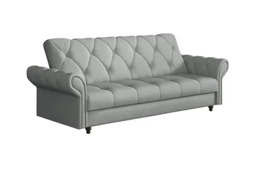 Denegal liten 3-sits Bäddsoffa Längsbäddad i Plysch - Ljusgrå - Products - Möbler - Soffa - Bäddsoffa - 3 sits bäddsoffa