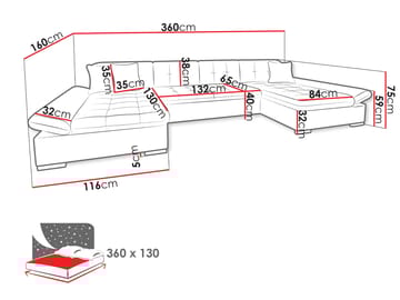Dewitt Bäddsoffa Dubbeldivan 5-sits - Brun - Products - Möbler - Soffa - Bäddsoffa - U bäddsoffa