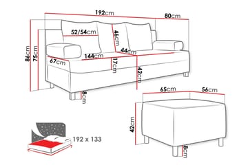 Eifion Bäddsoffa 3-sits - Mörkgrå - Products - Möbler - Soffa - Bäddsoffa - 3 sits bäddsoffa