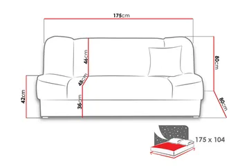 Gabi Soffa 175x80x80 cm - Grön - Products - Möbler - Soffa - Bäddsoffa - 4 sits bäddsoffa