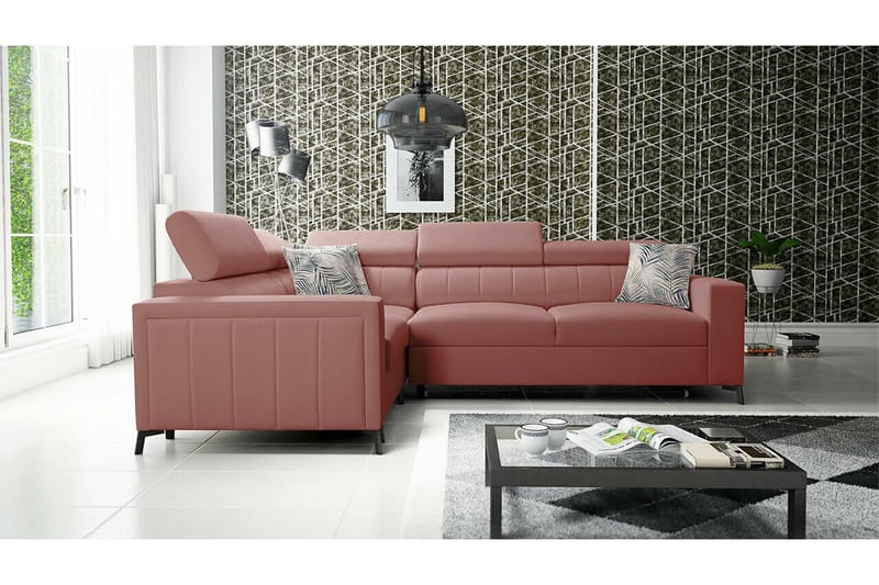 Galbally 3-sits Hörnbäddsoffa Pink - Products - Möbler - Soffa - Bäddsoffa - Hörnbäddsoffa