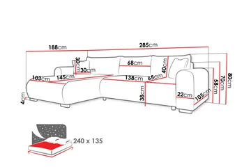 Handda Bäddsoffa med Divan 3-sits i Chenille - Vit - Products - Möbler - Soffa - Bäddsoffa - Bäddsoffa divan