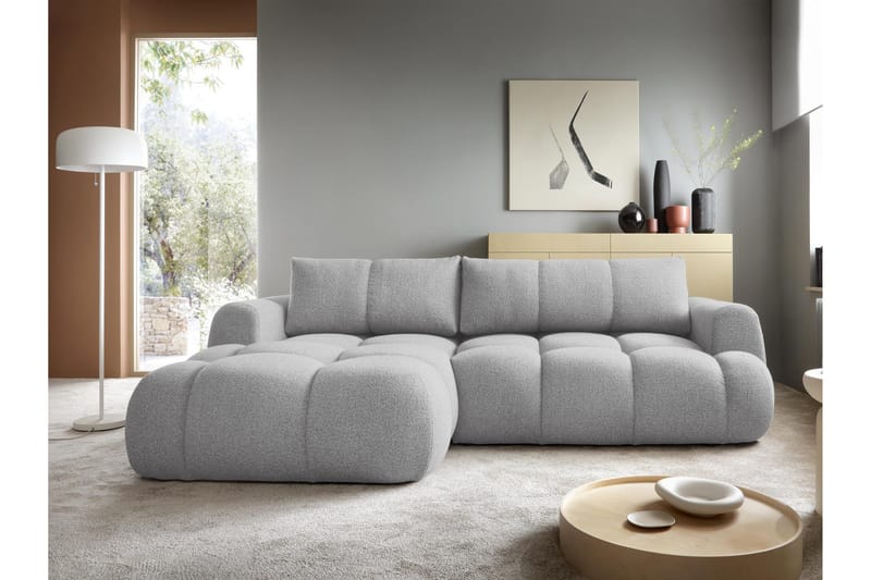 Handu Bäddsoffa med Divan 3-sits i Bouclé - Grå - Products - Möbler - Soffa - Bäddsoffa - Bäddsoffa divan