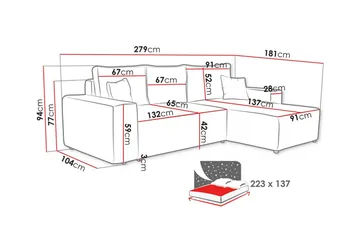Knocklong 3-sits Hörnbäddsoffa - Cream - Products - Möbler - Soffa - Bäddsoffa - Bäddsoffa divan