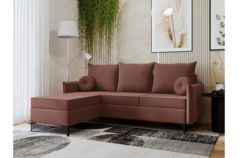 Knocklong 3-sits Hörnbäddsoffa - Rosa - Products - Möbler - Soffa - Bäddsoffa - Hörnbäddsoffa