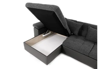 Niko U-Bäddsoffa 350x205x76 cm Divan Vänster - Mörkgrå - Products - Möbler - Soffa - Bäddsoffa - Bäddsoffa divan