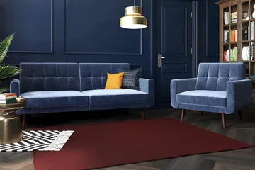 Nola 3-sits Bäddsoffa Sammet/Blå - Dorel Home - Products - Möbler - Soffa - Bäddsoffa - 3 sits bäddsoffa