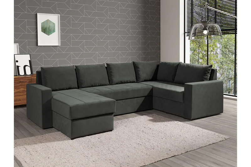 Staffin 4-sits Hörnbäddsoffa Dark grey - Products - Möbler - Soffa - Bäddsoffa - Hörnbäddsoffa